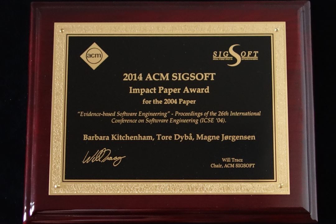Plakett 2014 ACM SIGSOFT Impact Paper Award