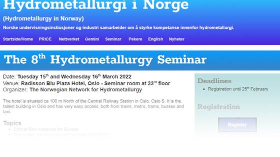 The 8th Hydrometallurgy Seminar