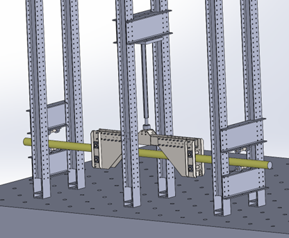Illustration of four-point bending test rig built on the strong floor