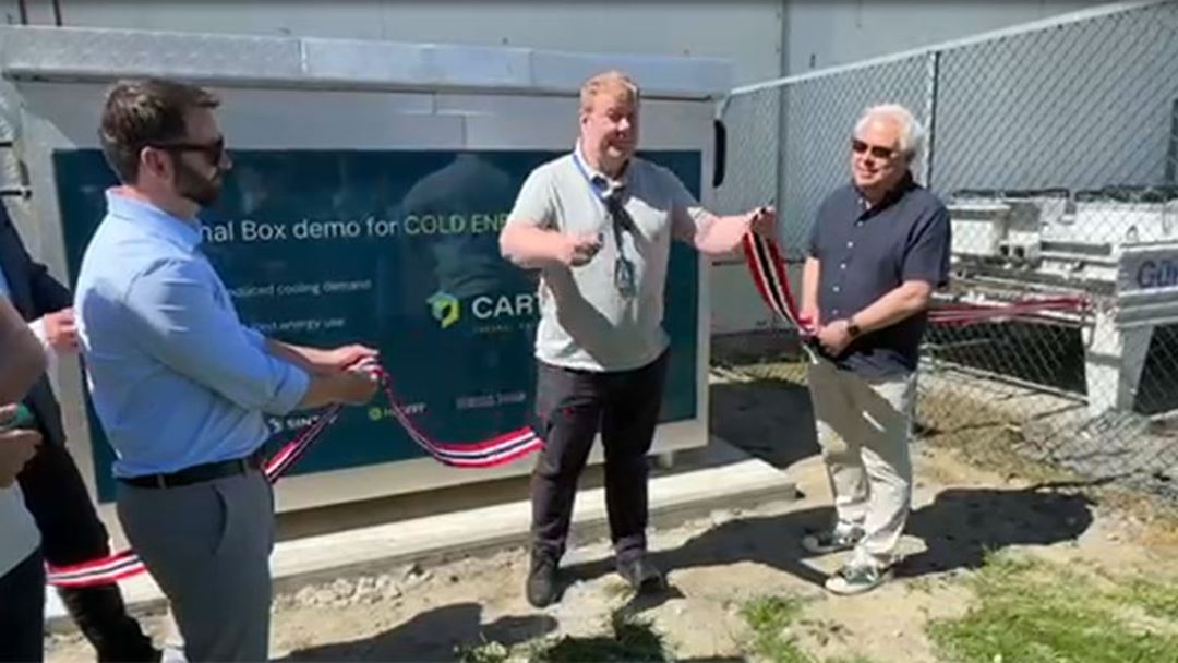 Official launch of the thermal box, with Alexis Sevault, Alexis Sevault, Cartesian Chief Technology Officer, Jan Roger Hansen, REMA 1000 Technical Leader, and Frode Iglebæk, Cartesian Chief Executive Officer.