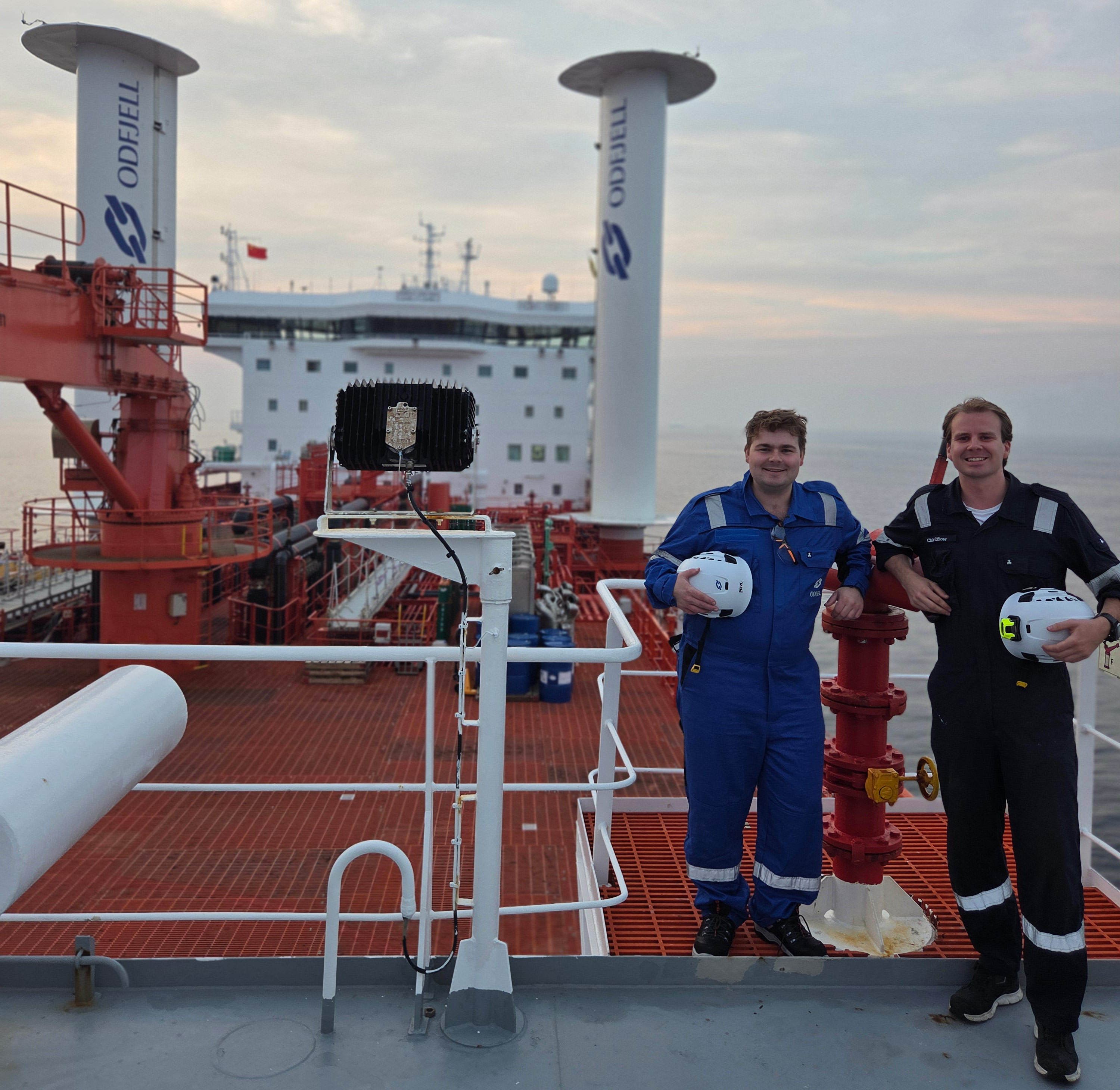 Thor Albrektsen and Vetle Høgevold on deck
