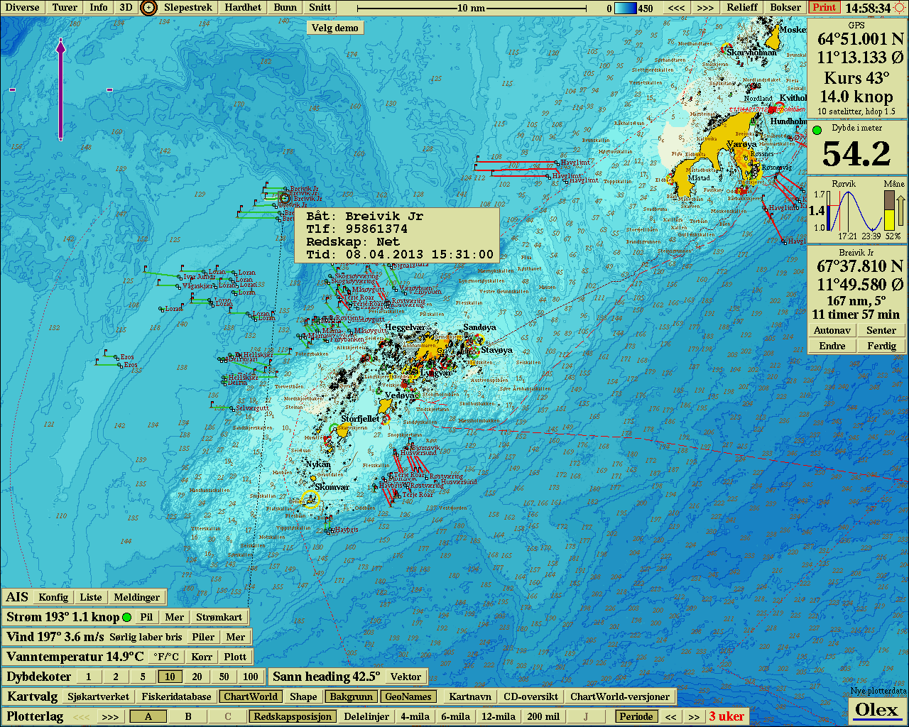 Automatic location of fishing gear