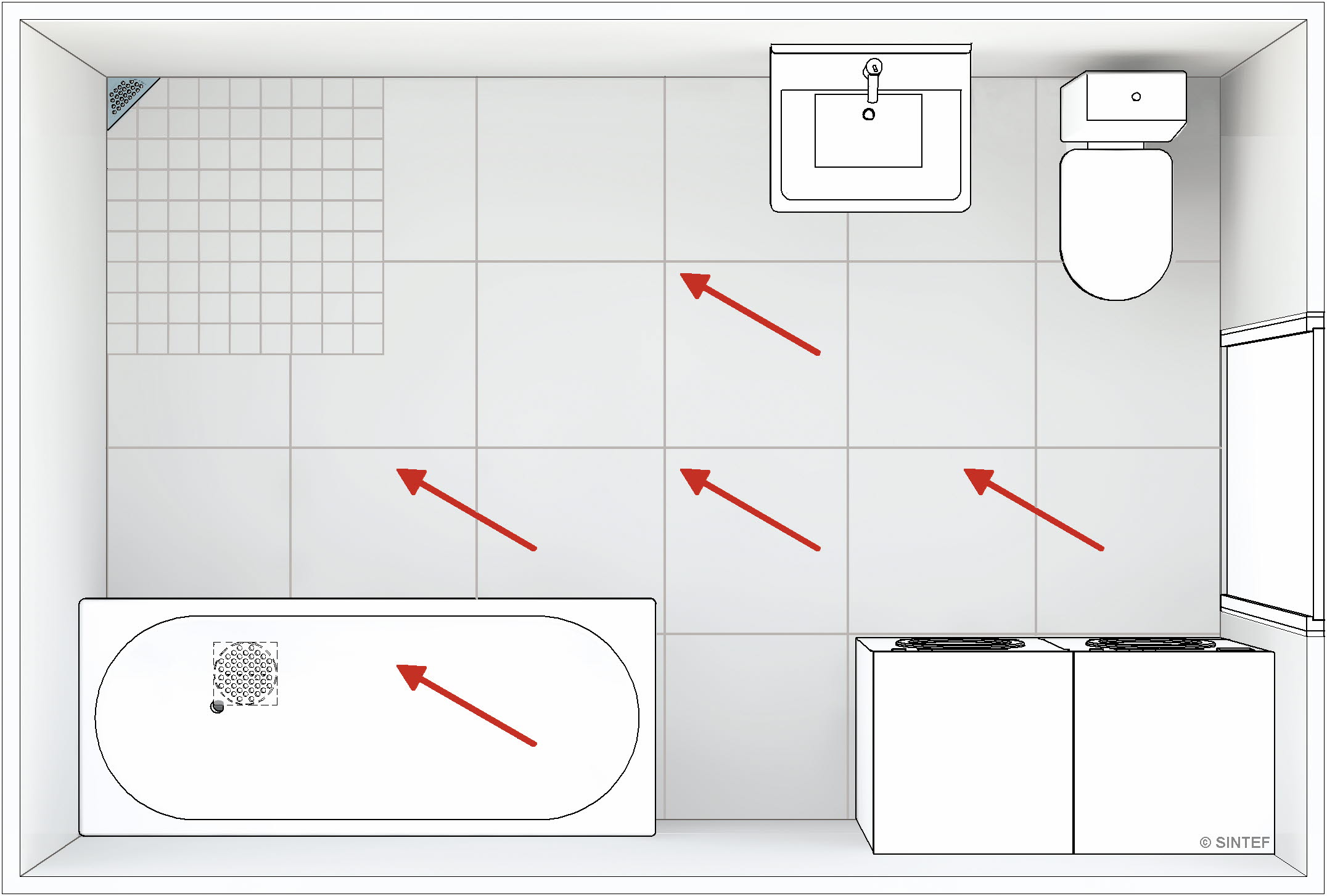 Gulv med store fliser