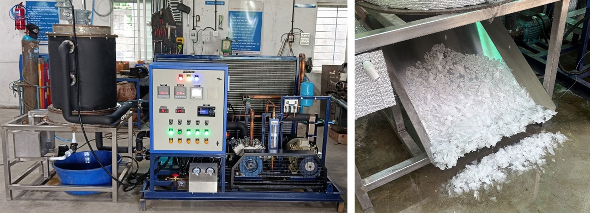 Collage showing two images of cooling systems.