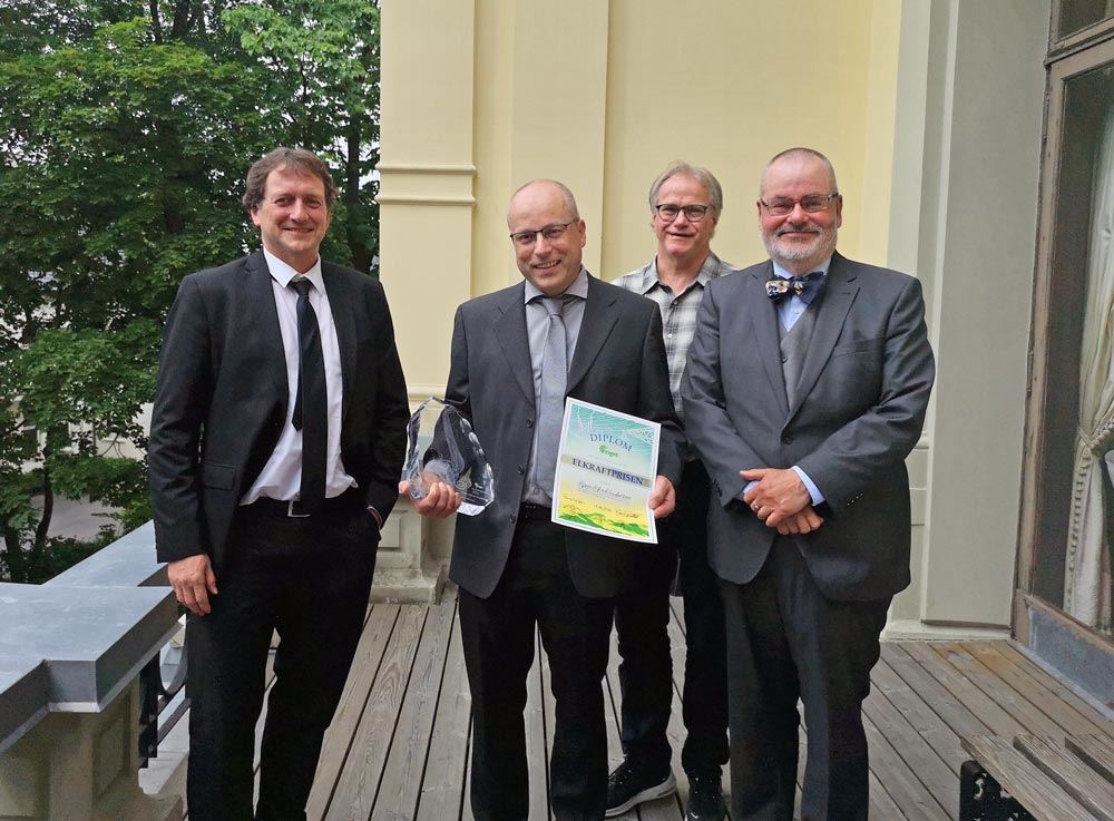 Bj&oslash;rn Gustavsen med Dag Lysheim, Trond Ohnstad (2019 Elkraftprisvinner) og Kjetil Ryen fra Statnett.