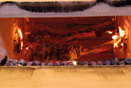 Test cables after completion of the HC fire test. The fire protection is damaged but the cables passed the test requirement of functioned for 30 minutes at 1100 °C.