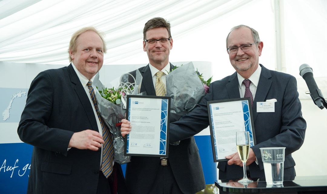Fraunhofer Institute for Production Technology og SINTEF Raufoss Manufacturing fikk tildelt den norsk-tyske næringslivsprisen 2017. Foto: Norsk-Tysk Handelskammer
