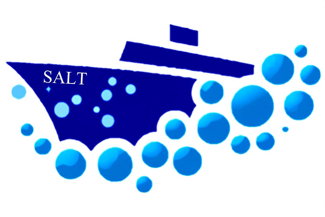 Logo showing blue boat and blue bubbles
