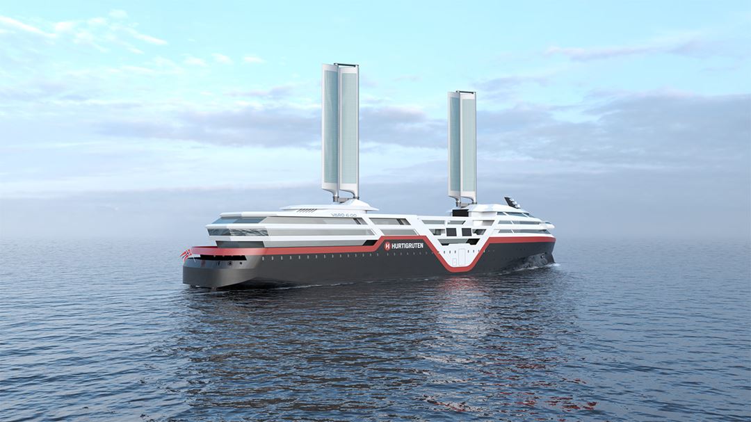 Illustration of new Hurtigruta with two sails