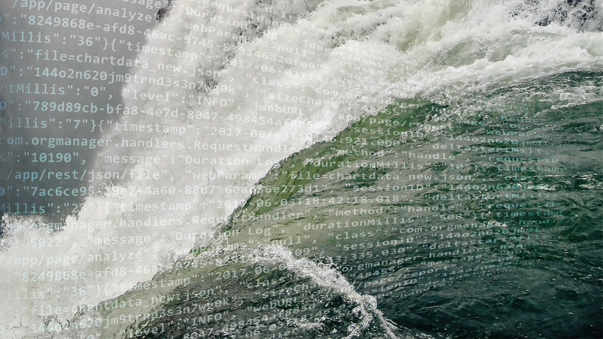 Illustration of computer code and waterfall