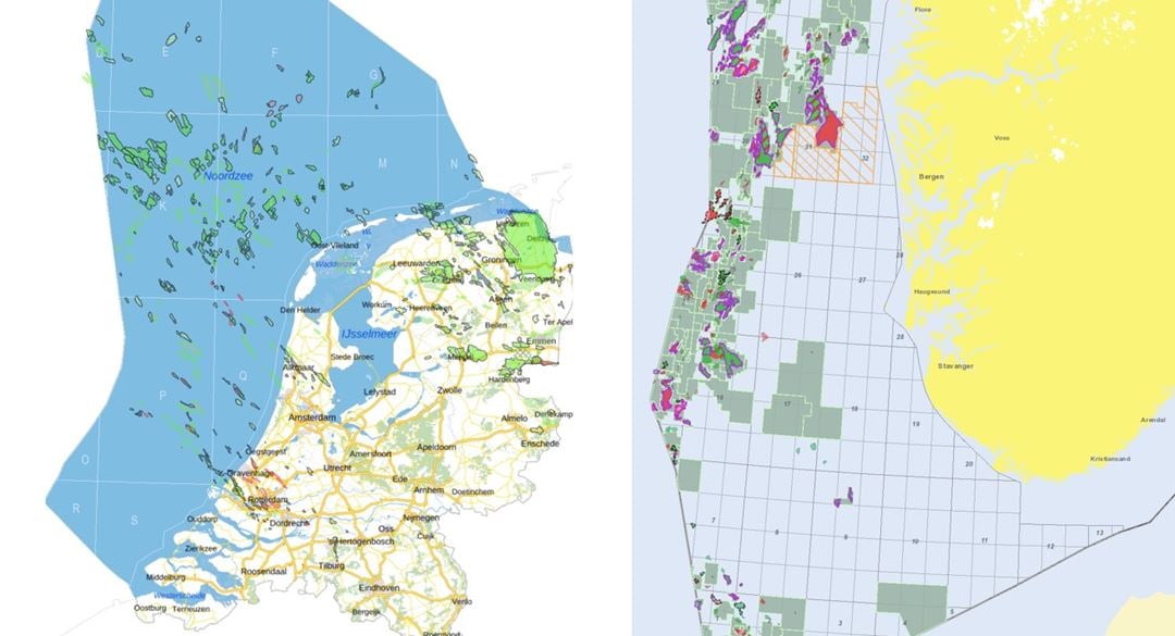 Nederlansk sokkel og utsnitt av norsk sokkel