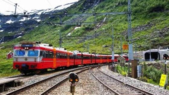 Tog på skinner med køprising