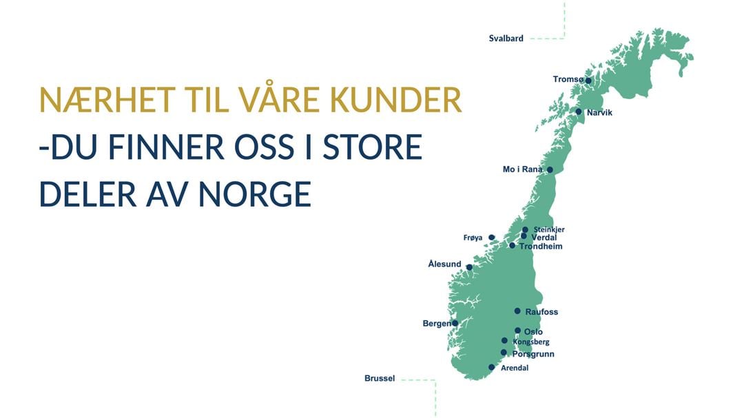 Kart som viser SINTEF sine kontorer