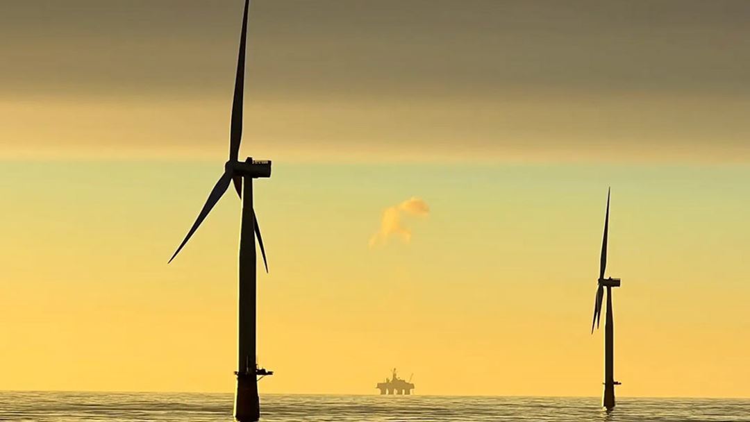 Floating wind turbines at the Hywind Tampen wind farm.