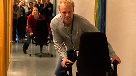 60-metre office-chair race