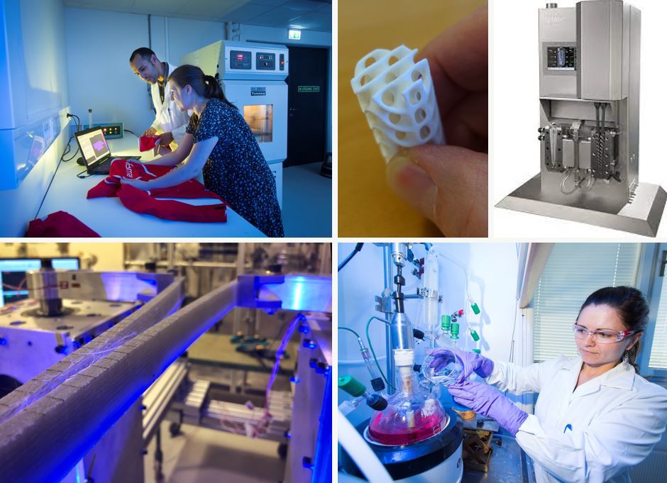 Four images of research work in a collage