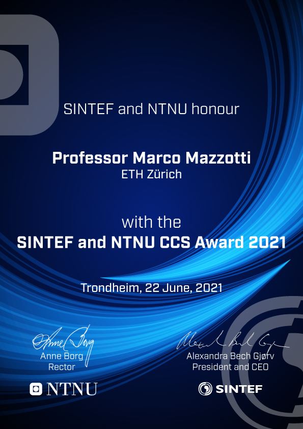 SINTEF and NTNU CCS Award 2021
