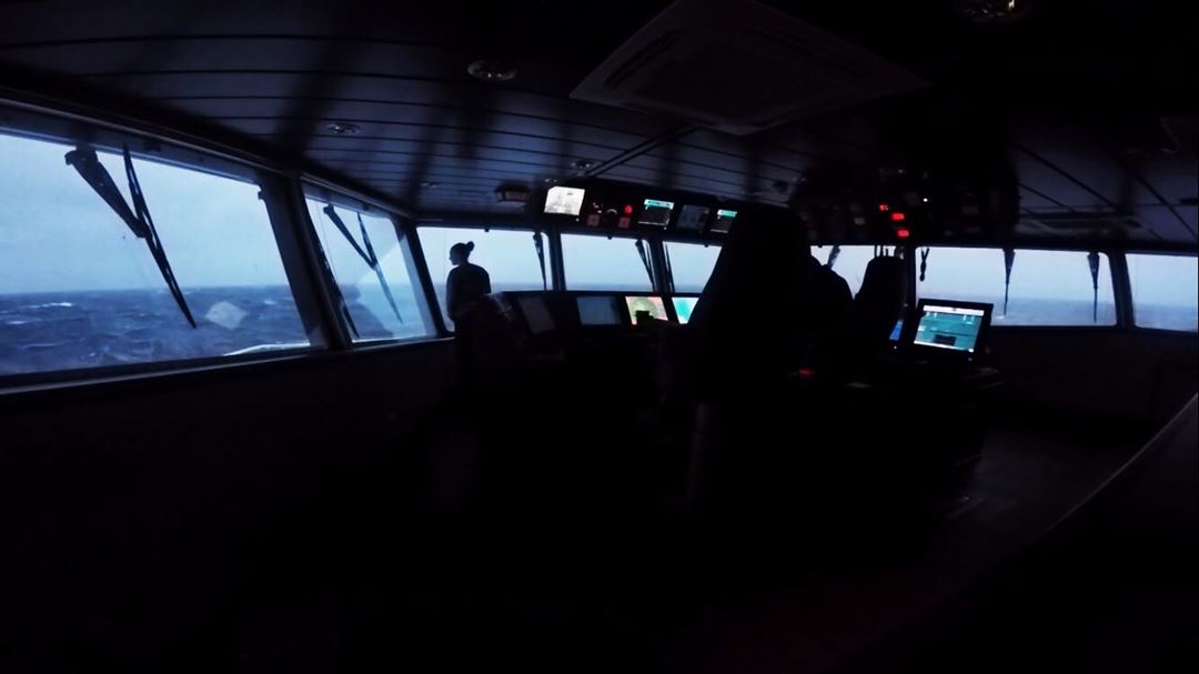 Utsikt fra broen ombord på Gadus Njord