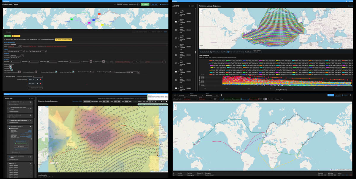 Screenshots of software in operation