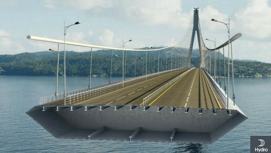 Cross section of a bridge showing construction and structure