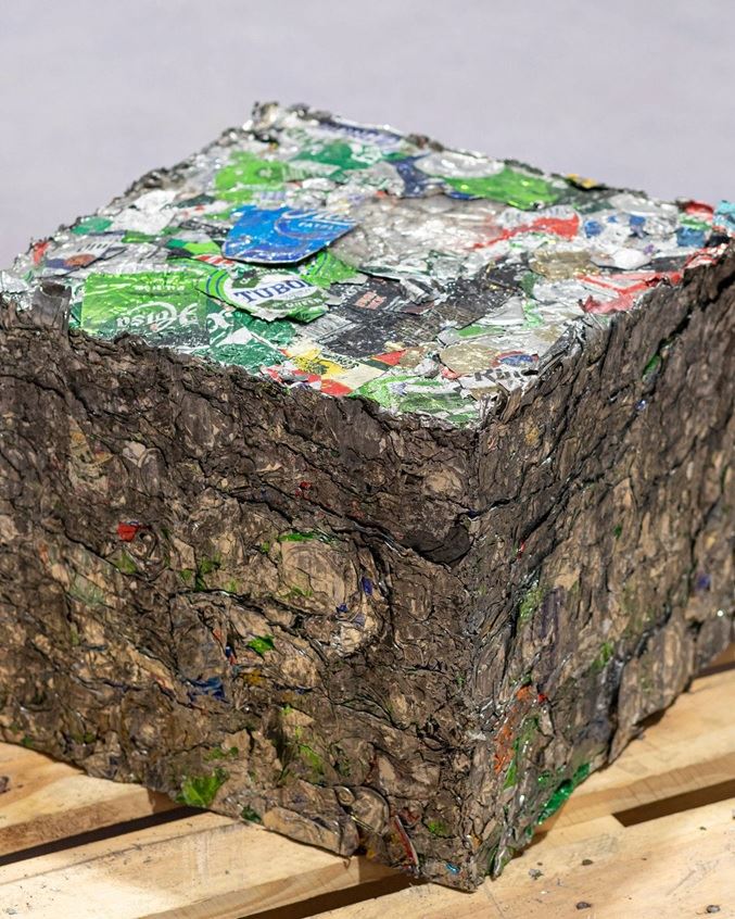 cans pressed together into a square