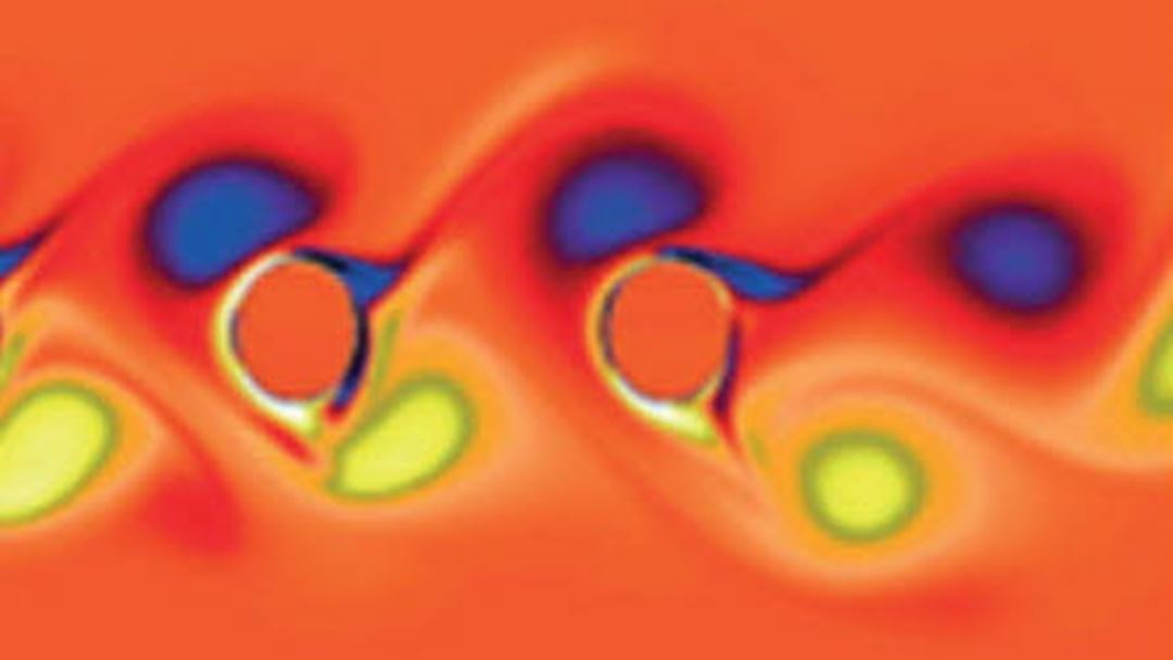Simulation of a flow field around heat exchanger tubes
