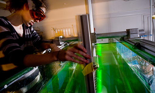 bilde av student i CWT lab