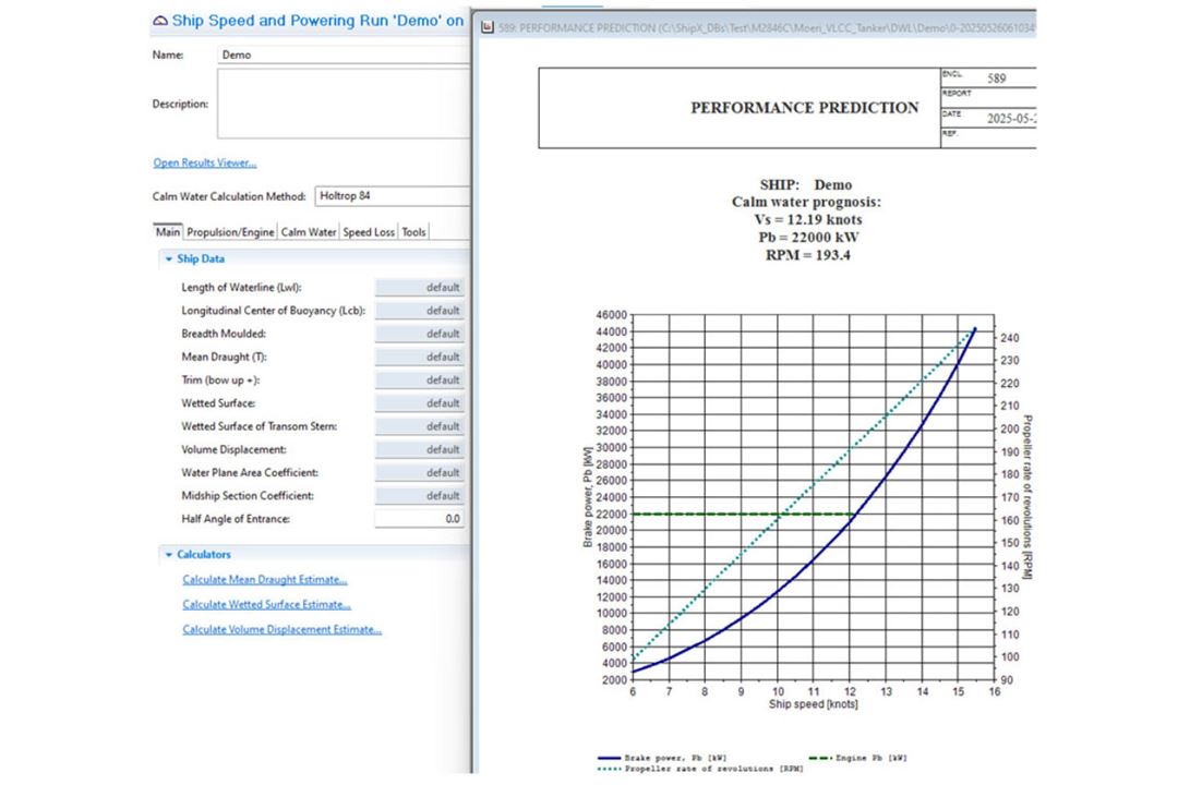 Ship Engine Performance Test Graph ShipX Ship speed and powering - SINTEF