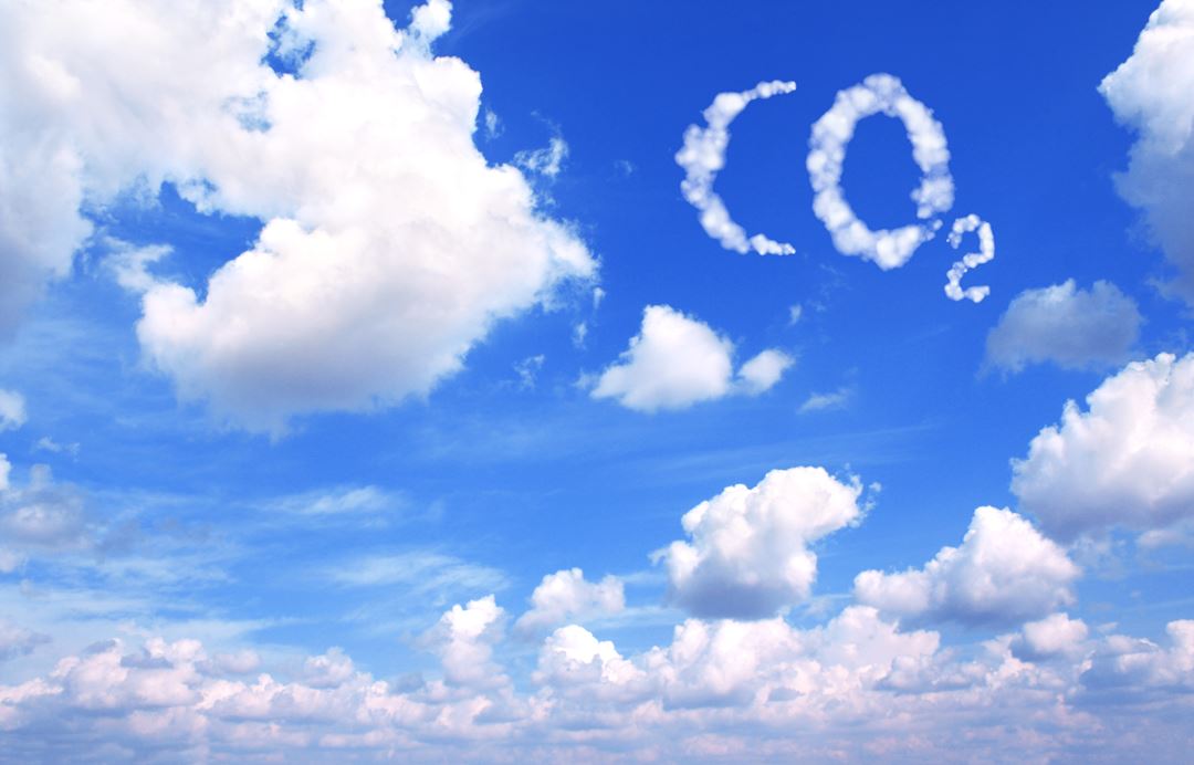 CO2 skrevet i skyene