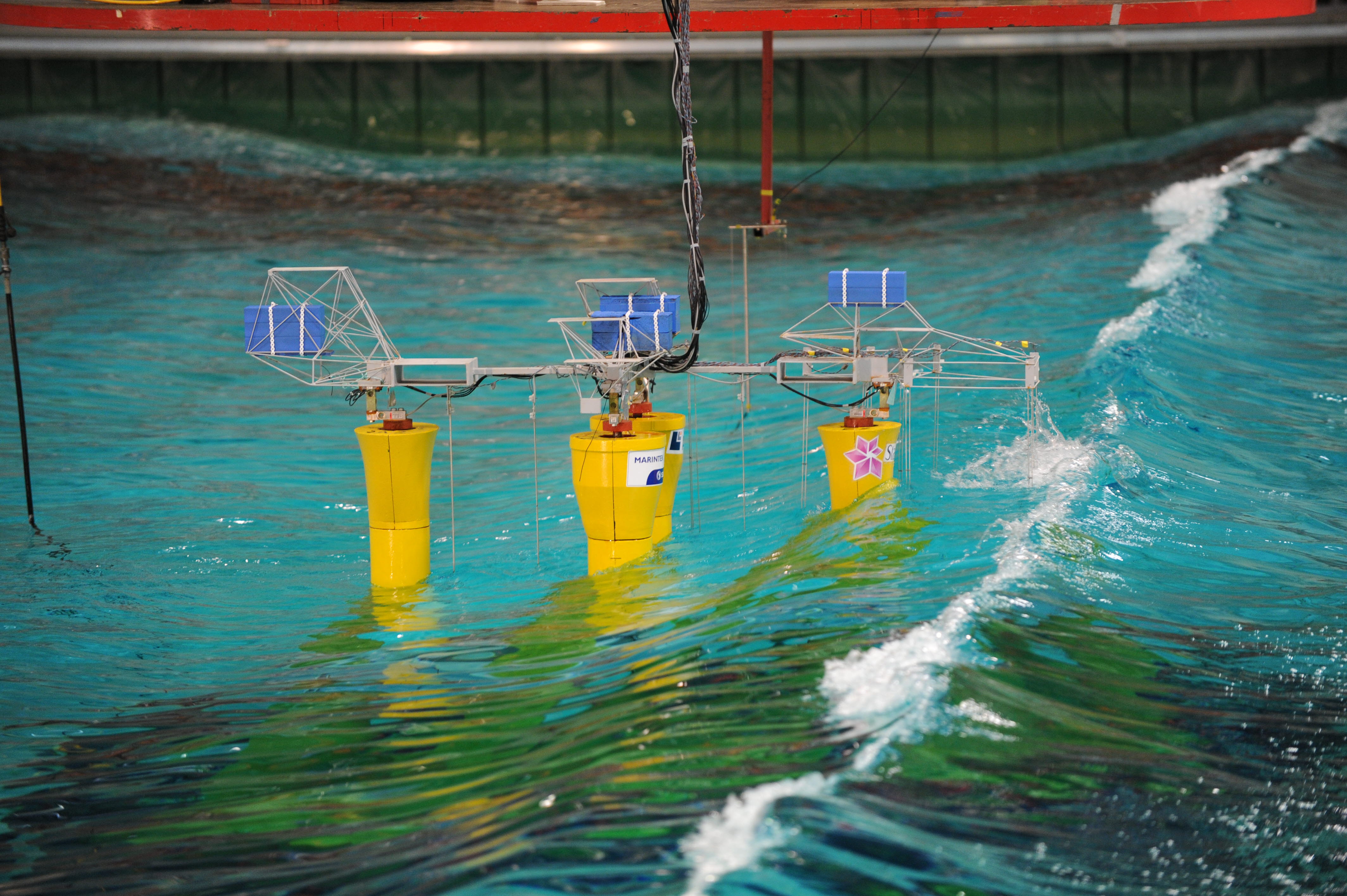 Photo of offshore platform model in MARINTEK laboratory