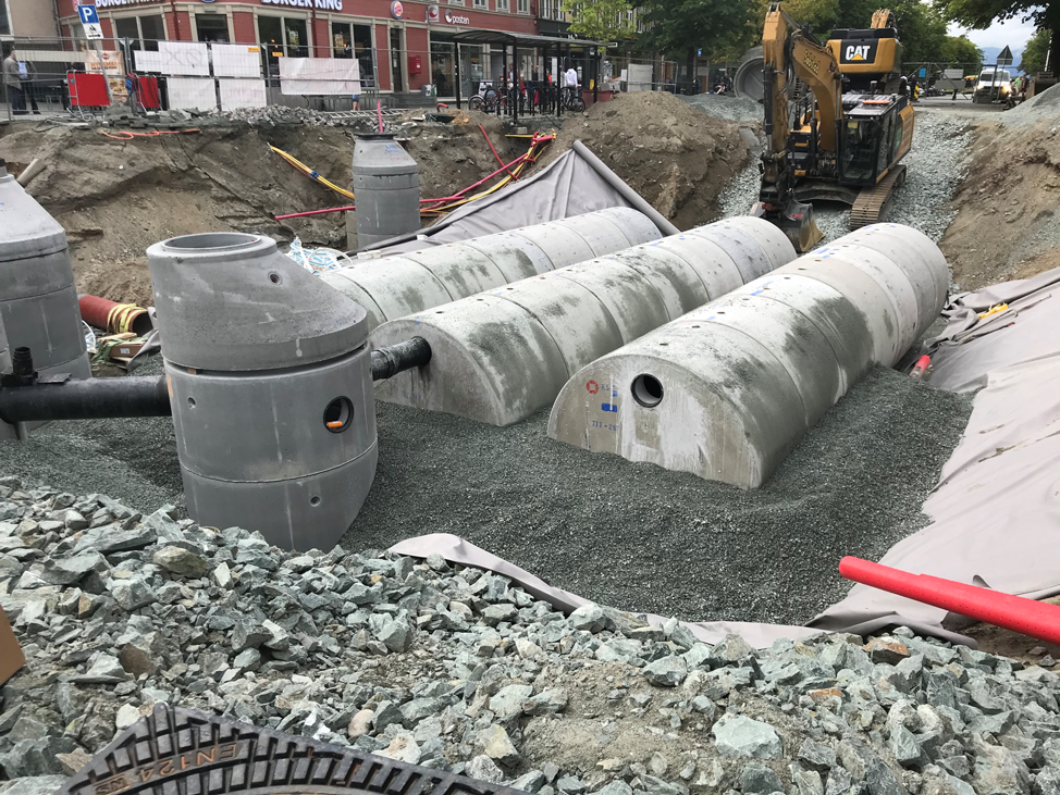 Overvannsløsningen på Torvet i Trondheim gir mindre belastning på ledningsnettet