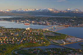 The city of Tromsø in the midnight sun