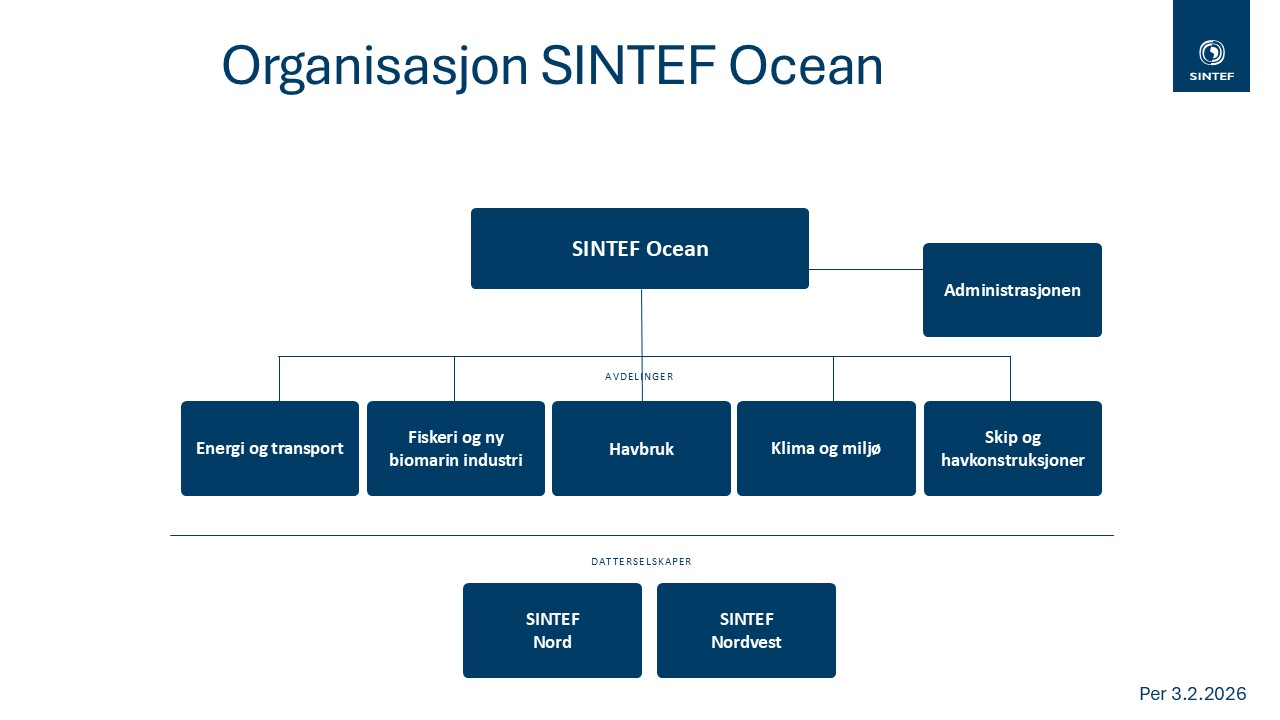 Organisasjonskart SINTEF Ocean.
