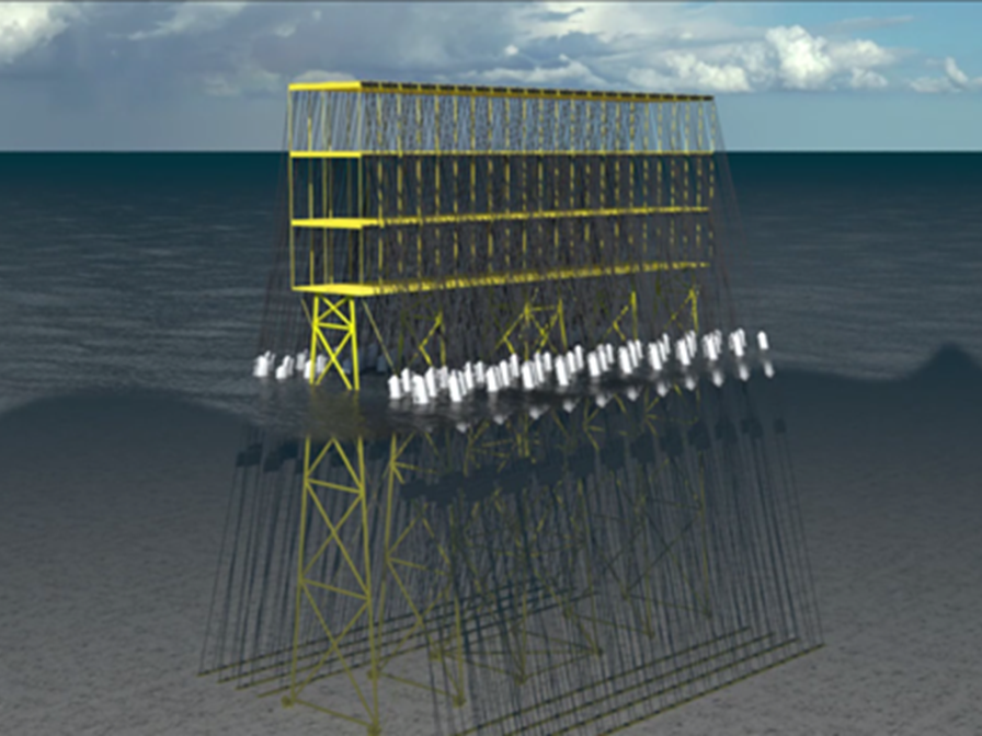 Development of a platform-based Wave Energy Converter for the open sea