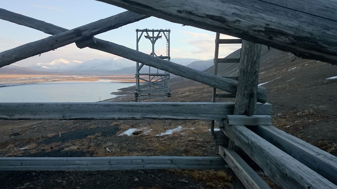 Cable way timber trestles in Longyearbyen