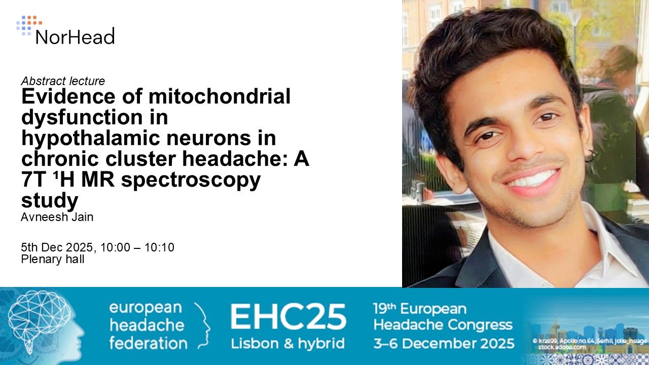 Vi gratulerer Avneesh Jain med prisen for beste muntlige presentasjon under European Headache Congress i Lisboa