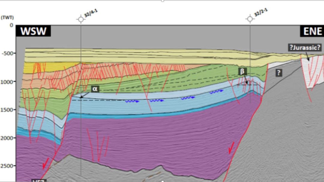 Seismic section with fault interpretation for Smeaheia (ref.Mulrooney et al, in prep).