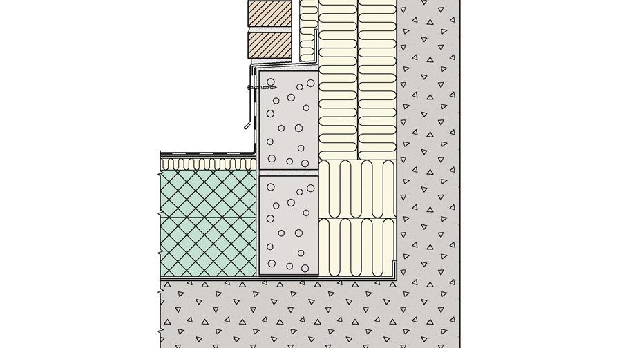 Beslag i overgang mellom flate tak og høyere vegger