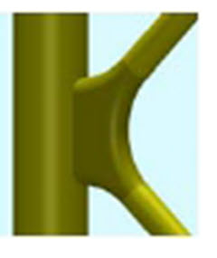 A K-joint in a steel frame structure