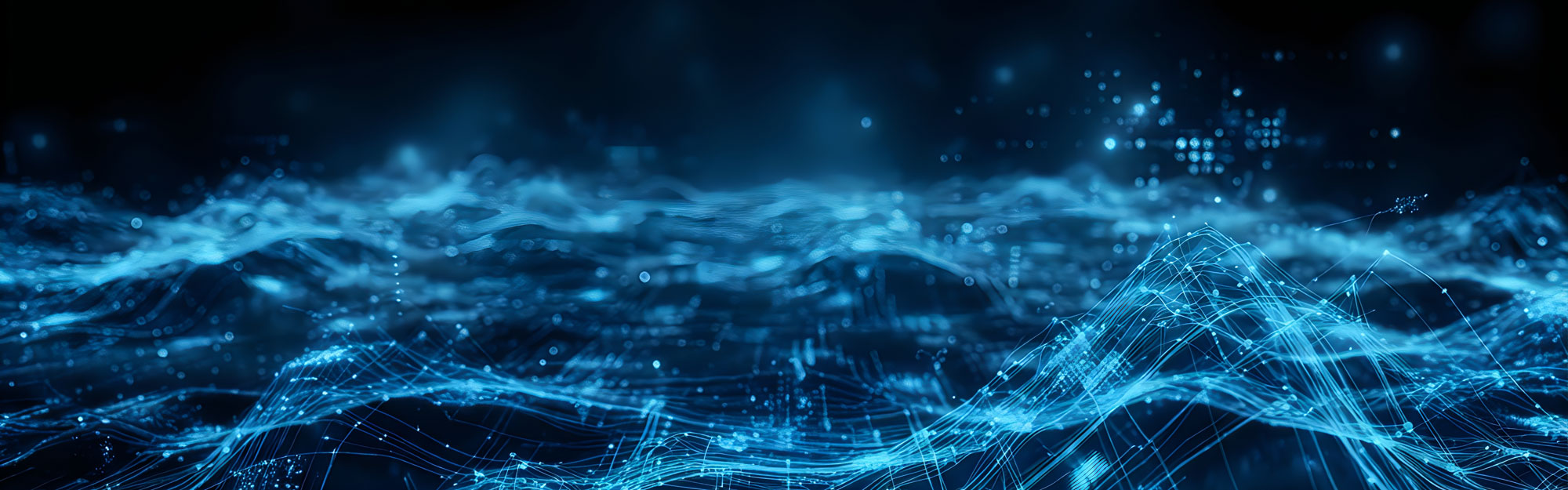 Blue waves as digital points. Pure illustration.