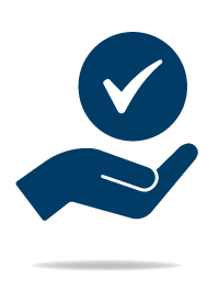 Checkmark hovering above hand