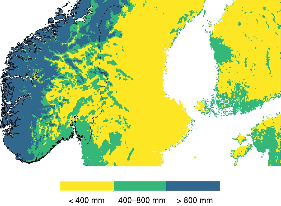 Slagregnskart for Norge