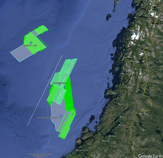 Coastal map with markings for ship traffic
