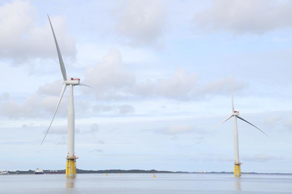 Floating wind turbines in Gulen, Norway.