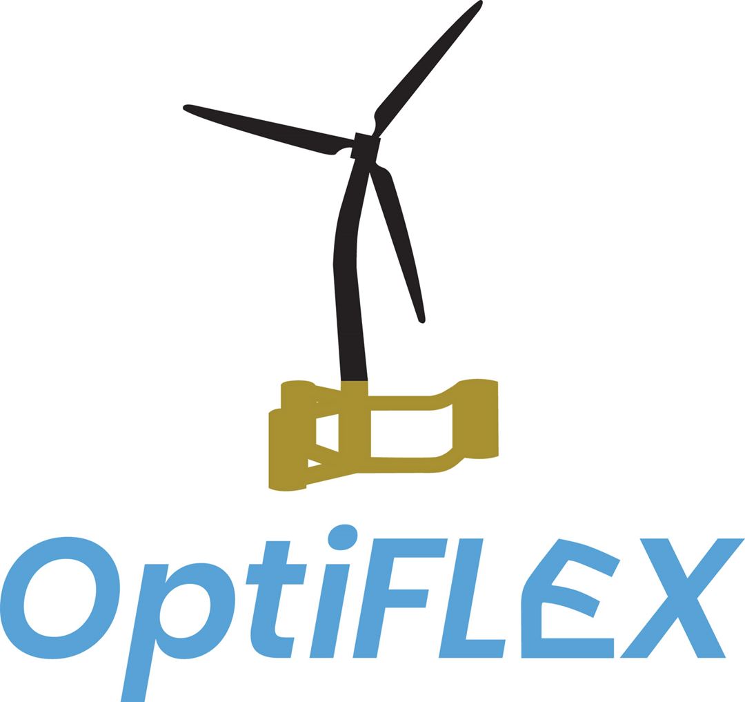 Logo showing floating offshore wind turbine and the word OptiFLEX