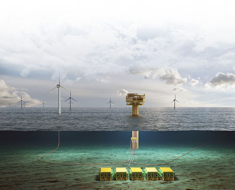 Illustrasjon fornybar energi offshore