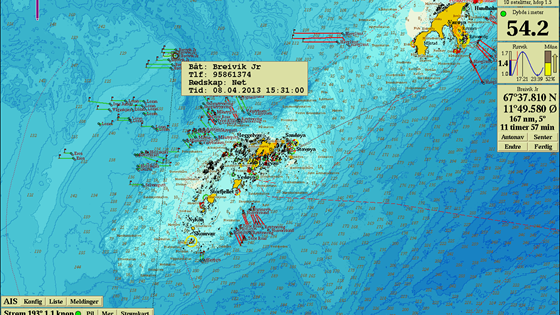 Elektronisk overføring av redskapsrapportering fra Kystvaktsentral til fiskeflåten