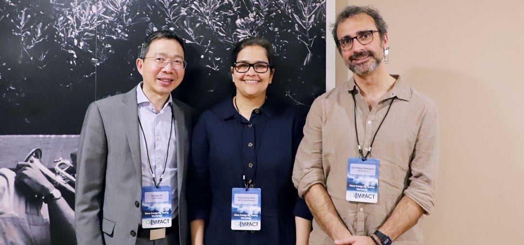 Naiquan Ye (SINTEF Ocean), Paula Garcia Rosa (SINTEF Energy Research) and José Miguel Rodrigues (SINTEF Ocean) at IMPACT’s wave energy workshop.