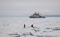 JIP Oil in ice. From large scale experiments in the Barents Sea. Foto; SINTEF