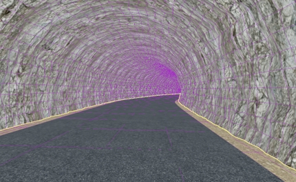 skjermbilde som viser simulering av tunnel